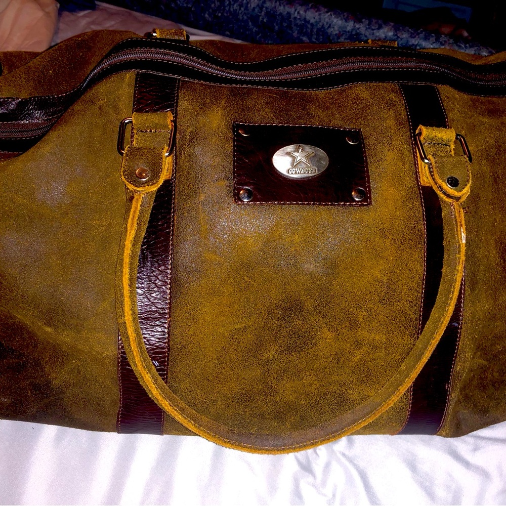 Rare NFL Dallas Cowboys Leather Duffle Bag